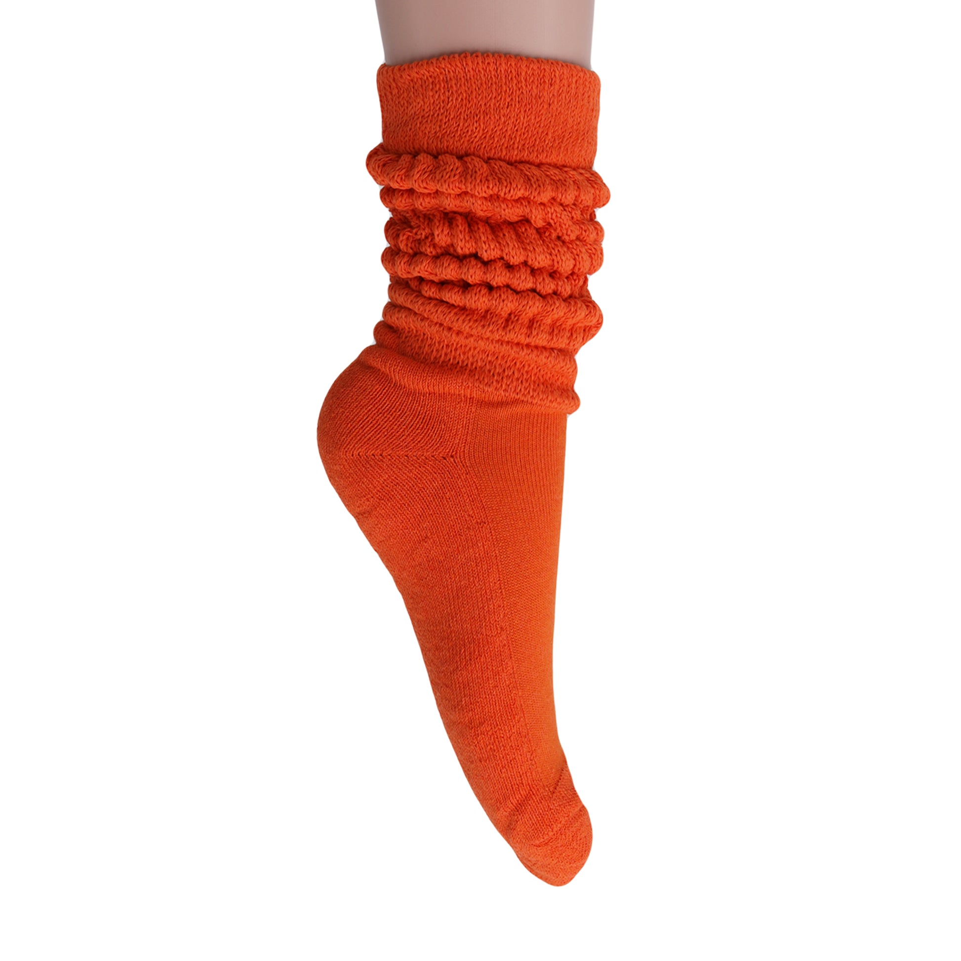 retro orange slouch socks for boots and sneakers