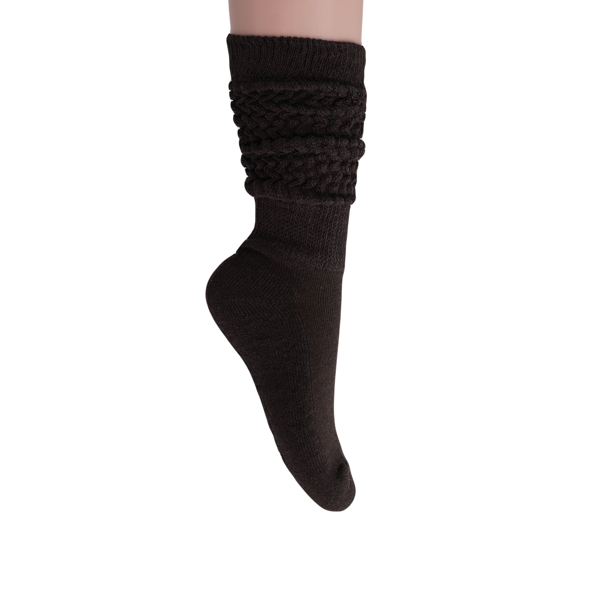 womens brown cotton slouch scrunch socks