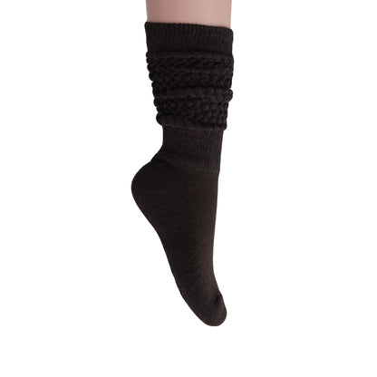 womens brown cotton slouch scrunch socks