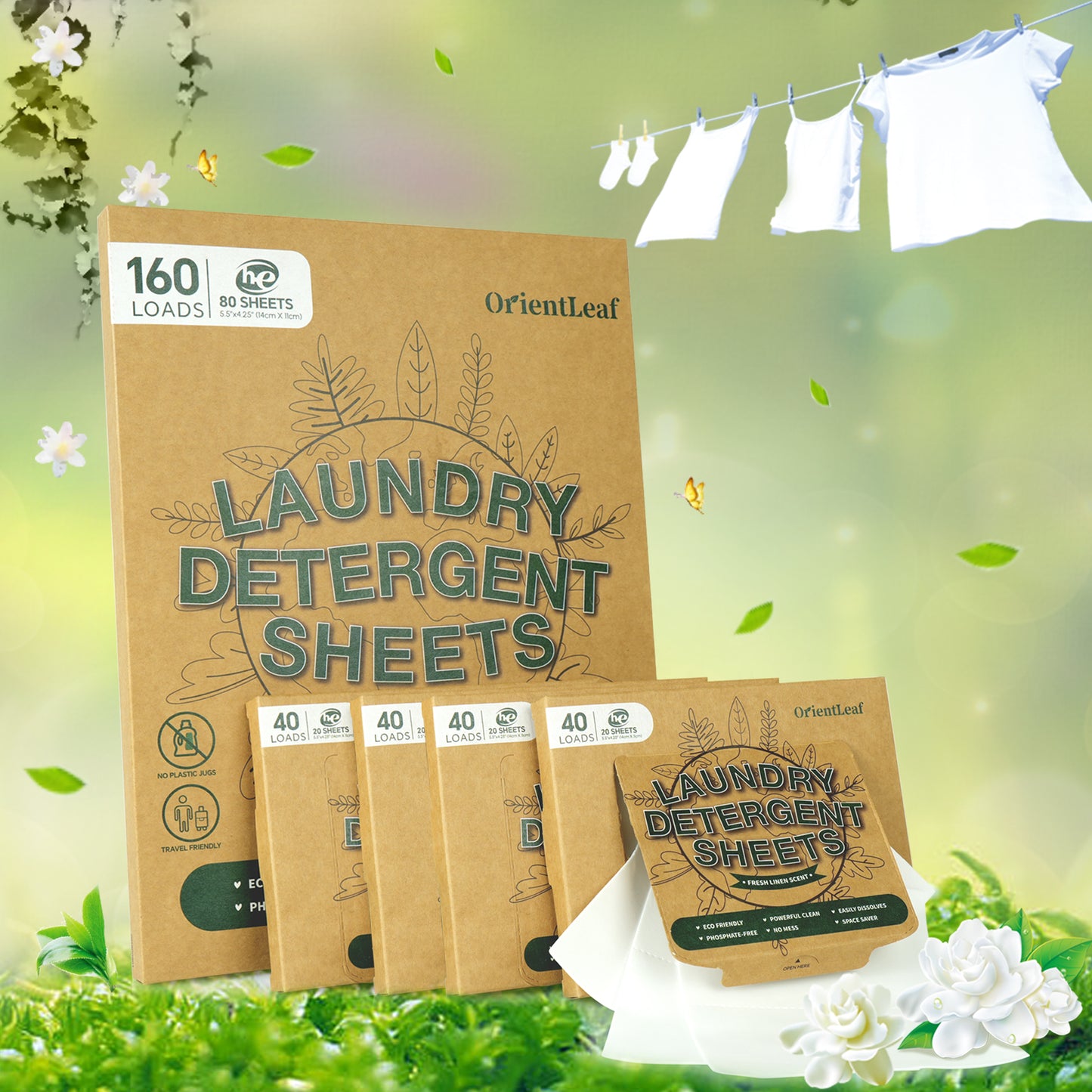 Krombee presents Ultra concentrated unscented laundry detergent sheets mini packs of 40 sheets