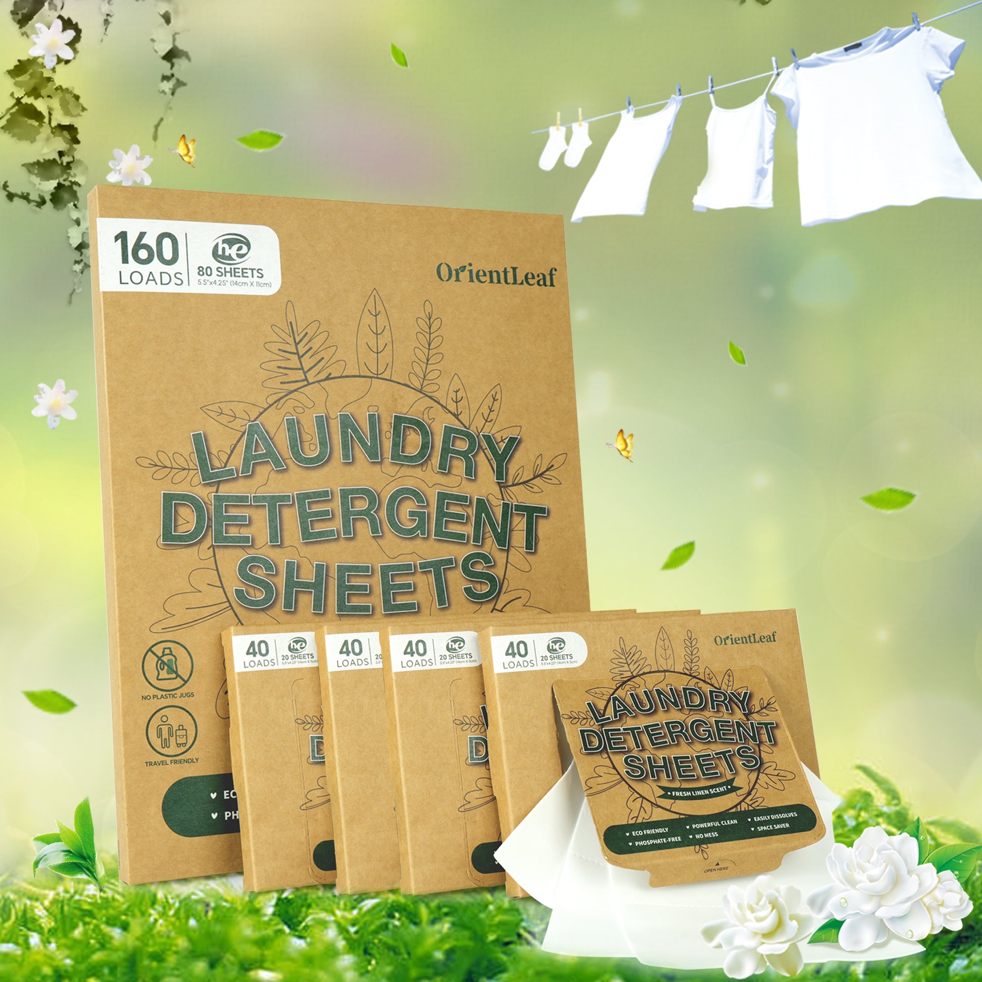 Krombee presents Ultra concentrated unscented laundry detergent sheets mini packs of 40 sheets