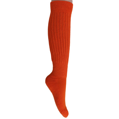womens orange cotton long slouch socks