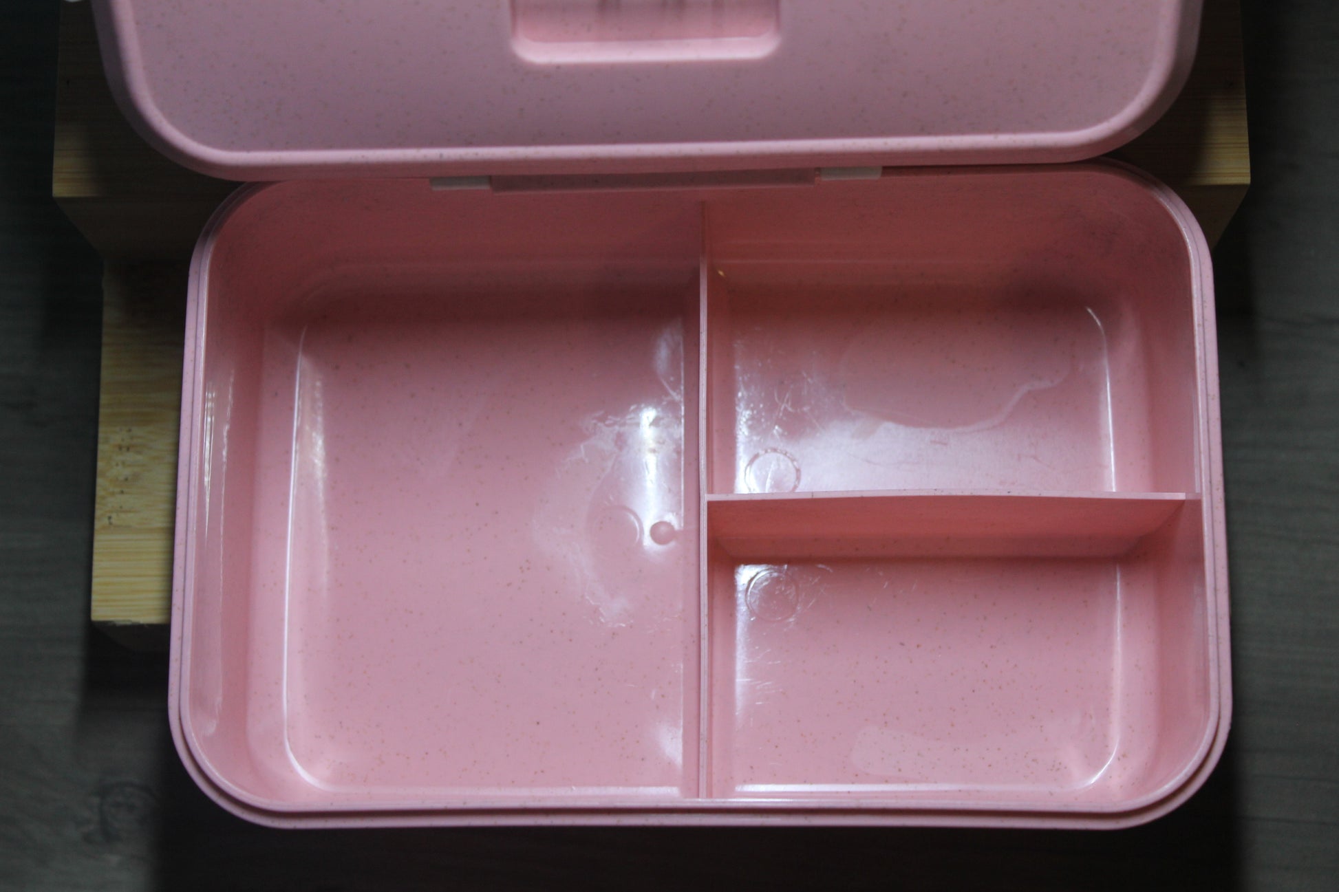Top-down view of compact BPA-free bento lunch box for students and adults