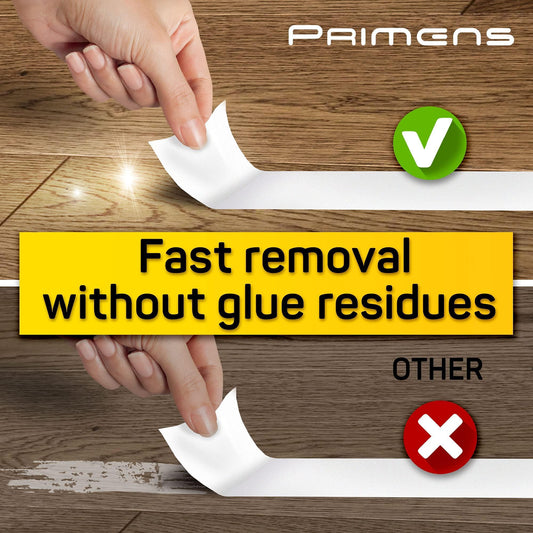 Double-sided carpet tape being applied under rugs and removed easily without any residue