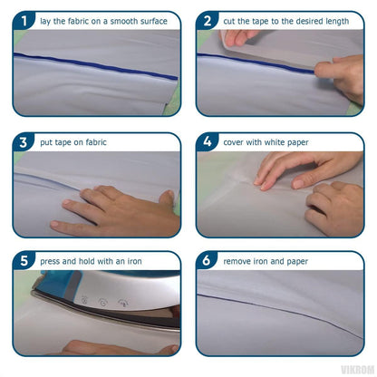 Heat-activated seam tape being applied to outdoor gear