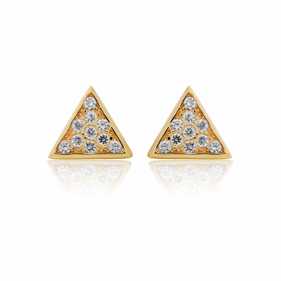 Sterling silver triangle stud earrings with zirconia