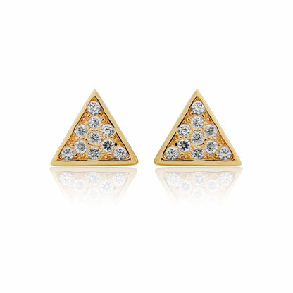 Sterling silver triangle stud earrings with zirconia