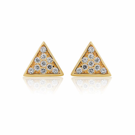 Sterling silver triangle stud earrings with zirconia