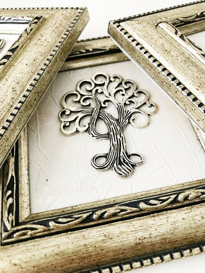 Close-up detail of the Tree of Life framed wall art handmade design