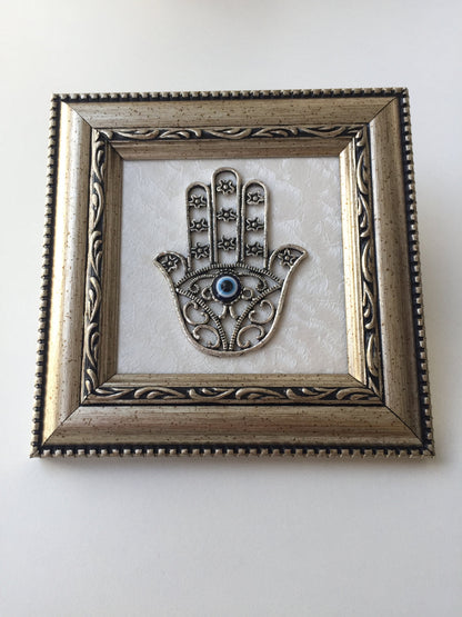 Spiritual home décor Hamsa framed accent