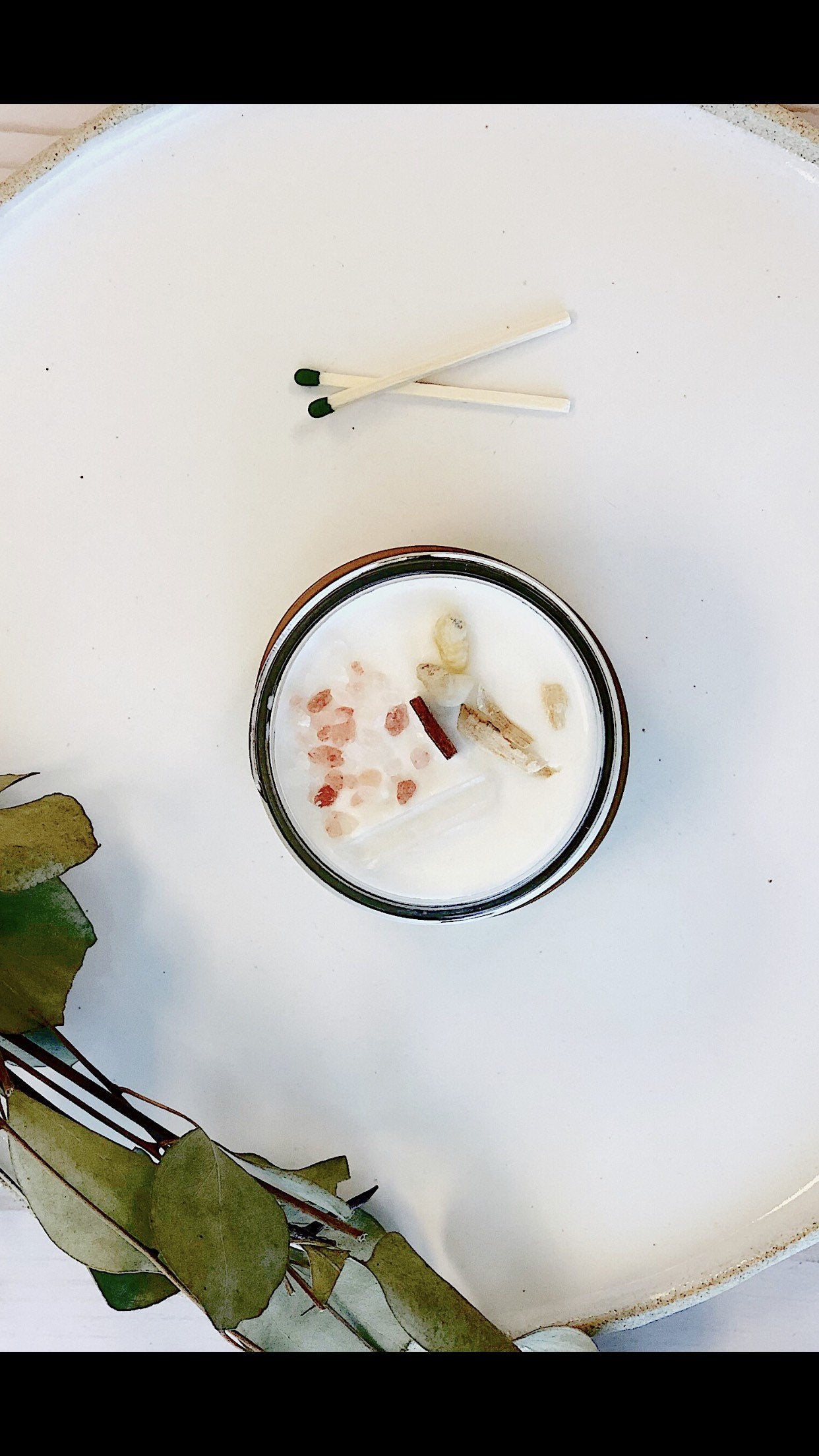 Krombee Clear and Renew Space Candle from top with matches