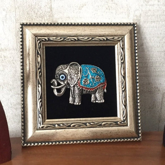 lucky elephant wall art with protective evil eye
