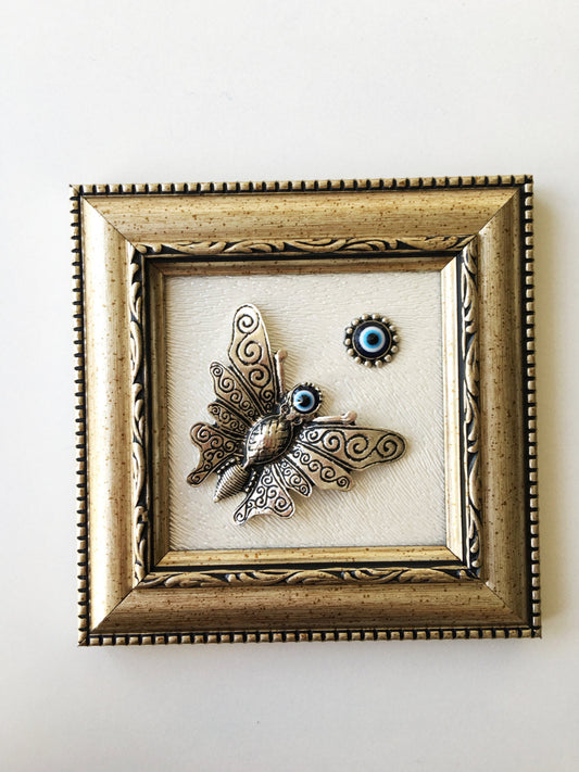 handmade butterfly wall hanging with evil eye charm