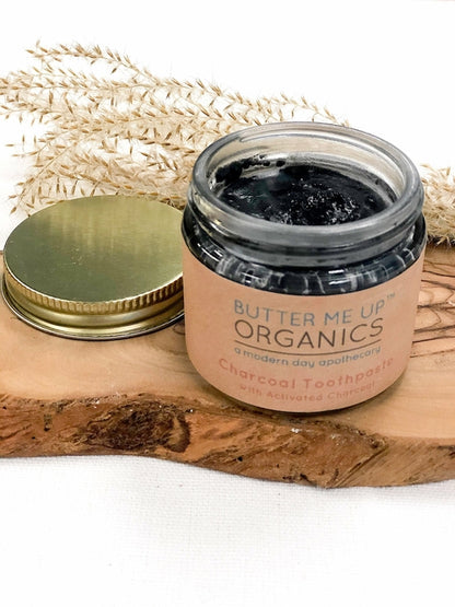 Organic Activated Charcoal Whitening Toothpaste – 2oz Glass Jar
