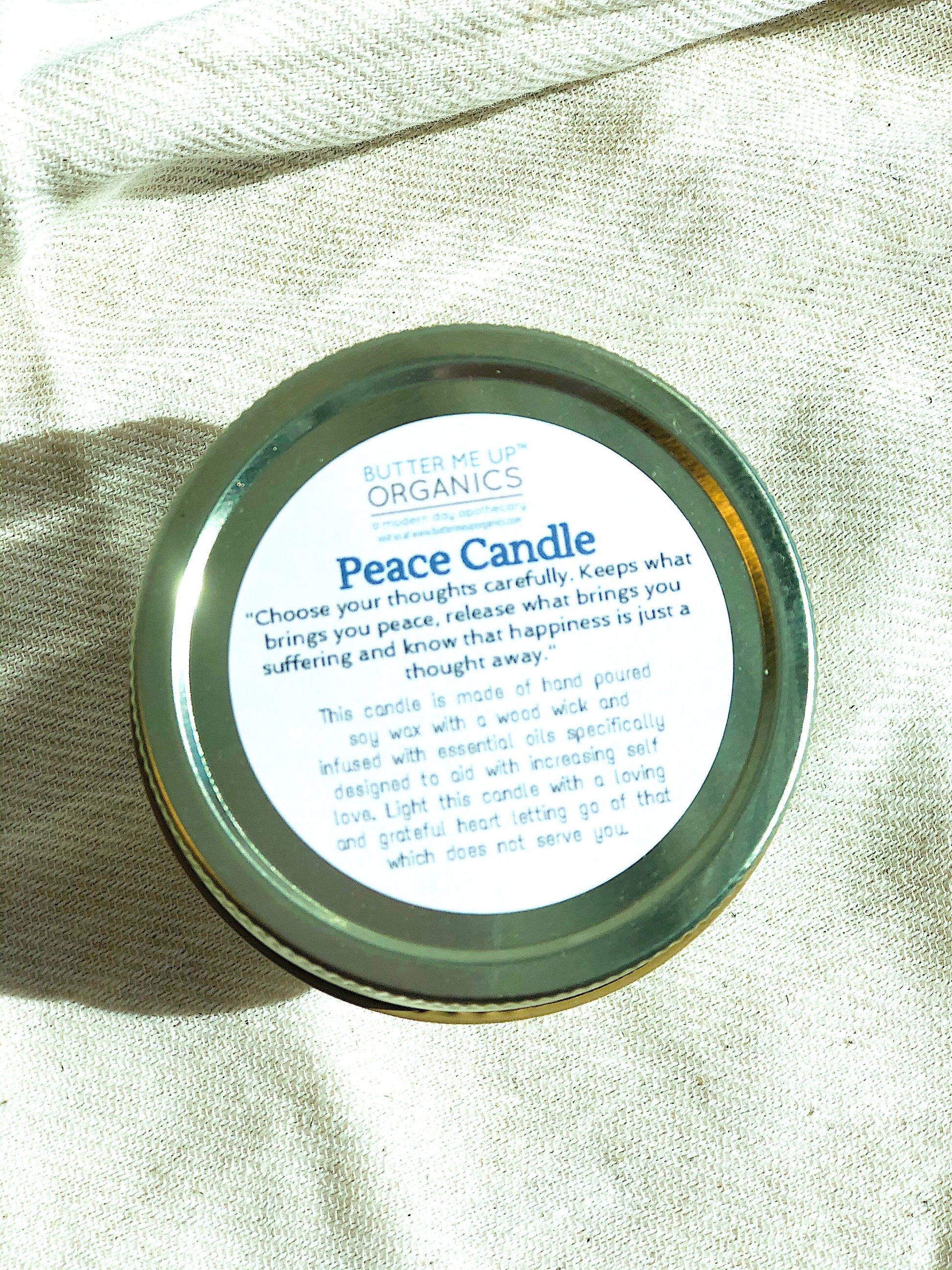 Krombee Serenity and Peace Crystal Candle lid