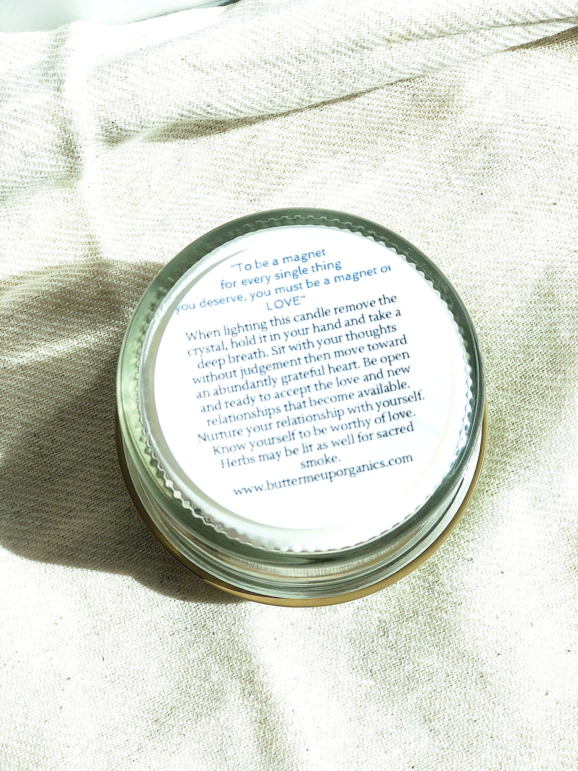Krombee Love and Light Rose Quartz Candle bottom
