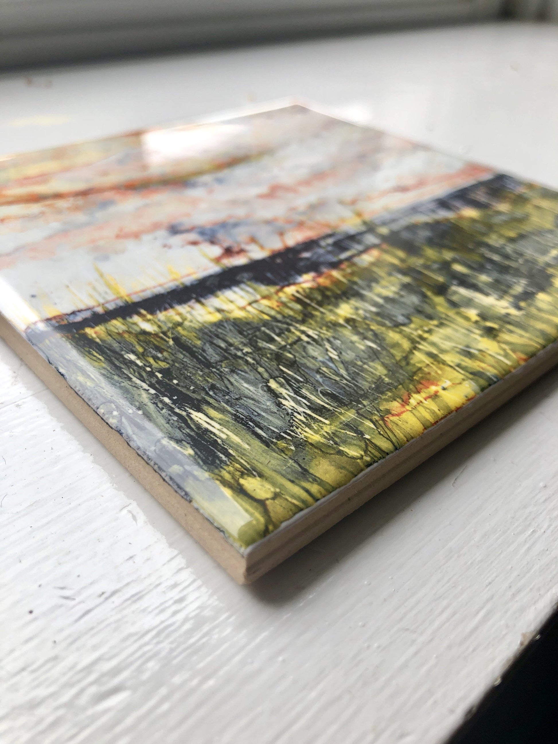 ocean storm ceramic tile closeup