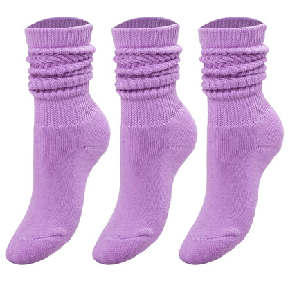 Kids Cotton Knee High Slouch Socks, 3 Pairs, Ages 3-15, Elastic &
