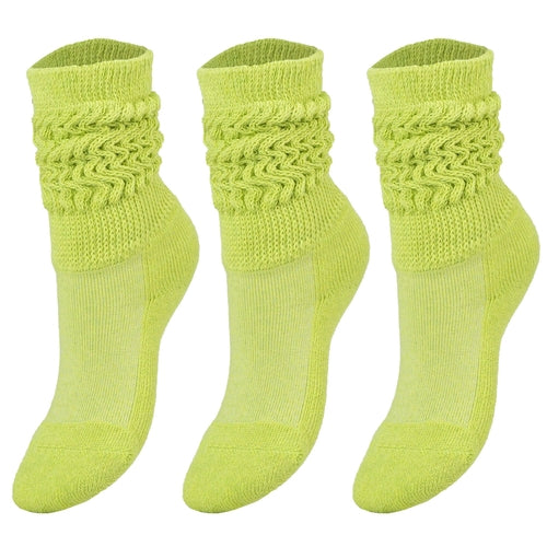 Kids Cotton Knee High Slouch Socks, 3 Pairs, Ages 3-15, Elastic &