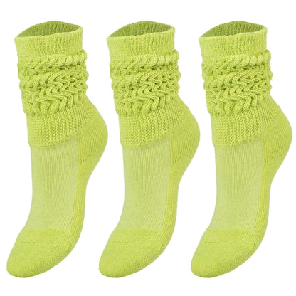 Kids Cotton Knee High Slouch Socks, 3 Pairs, Ages 3-15, Elastic &