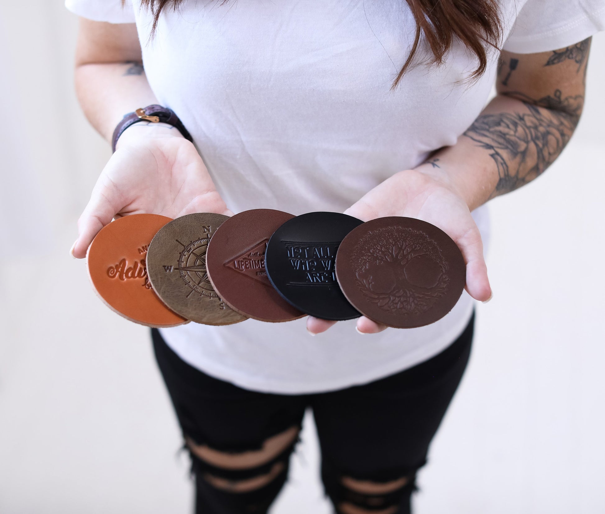 Full-grain leather coasters 