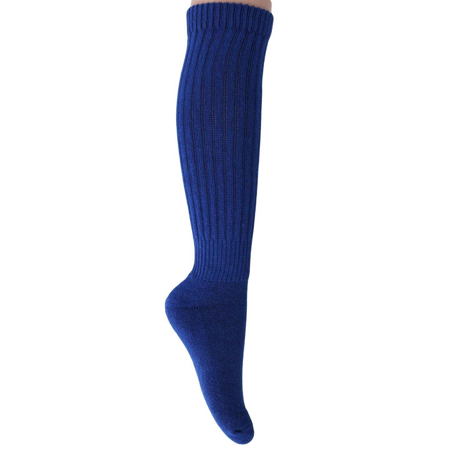 royal blue slouchy scrunch socks for women knee high