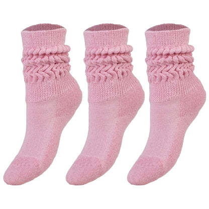 Kids Cotton Knee High Slouch Socks, 3 Pairs, Ages 3-15, Elastic &