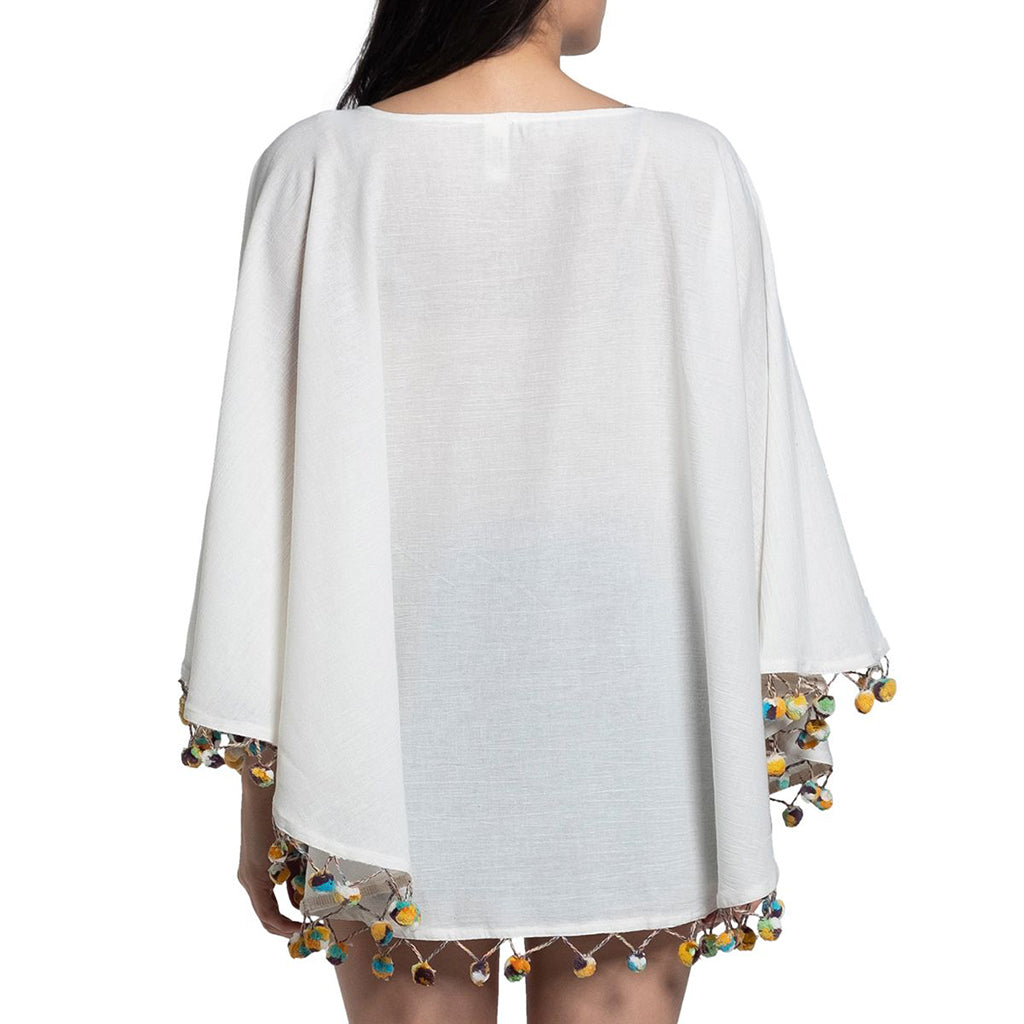 Back view of lightweight Turkish cotton tunic showing relaxed, flowy fit.