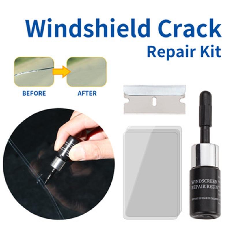 Portable car windshield repair tool set
