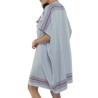Side angle of Tapestry Turkish Tunic displaying relaxed fit and breathable cotton fabric