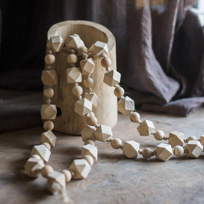 Handmade solid wood tieback close-up view