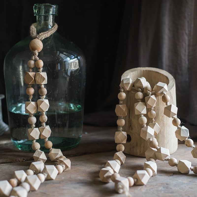 Handmade solid wood tieback close-up view