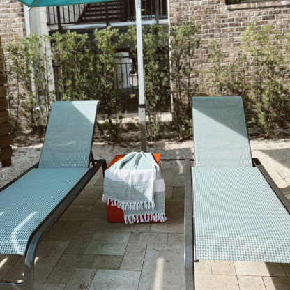 Oversized soft Turkish towel in diamond design – blue color