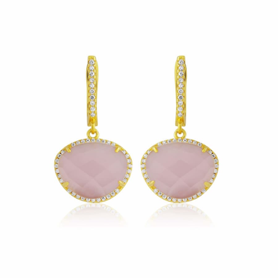 Gold-plated sterling silver pink drop earrings