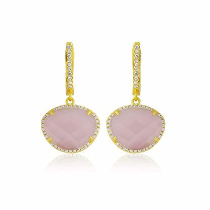 Gold-plated sterling silver pink drop earrings