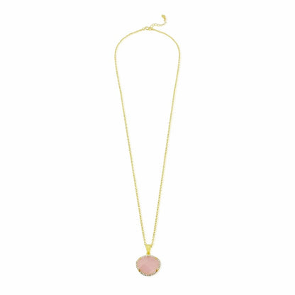 Gold-plated sterling silver necklace with pink pendant