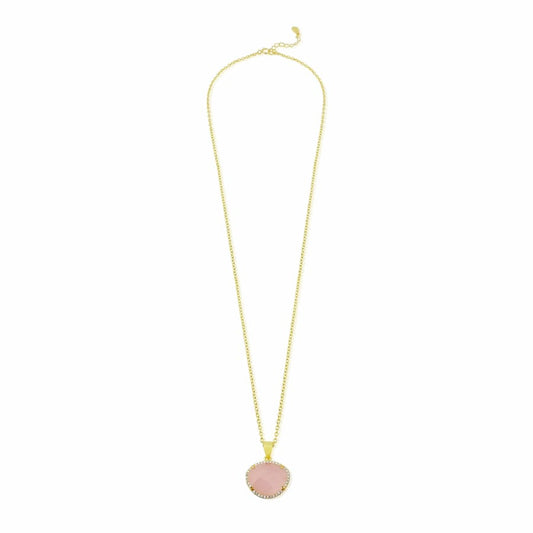 Gold-plated sterling silver necklace with pink pendant