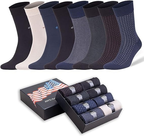 Men's Bamboo Dress Socks Gift Set, 8 Pairs (Size 8–11.5)
