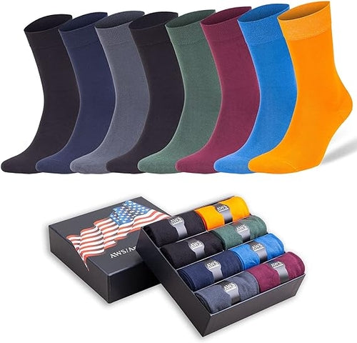 Men's Bamboo Dress Socks Gift Set, 8 Pairs (Size 8–11.5)