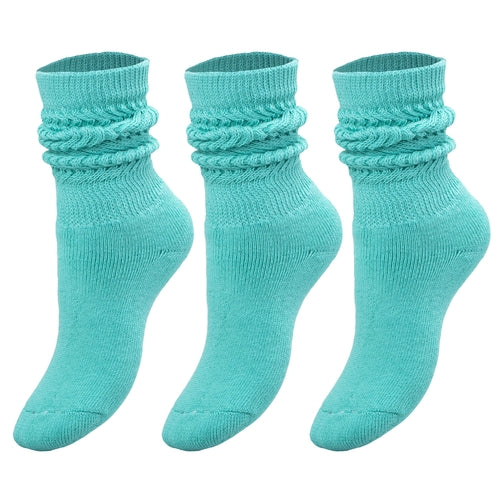Kids Cotton Knee High Slouch Socks, 3 Pairs, Ages 3-15, Elastic &