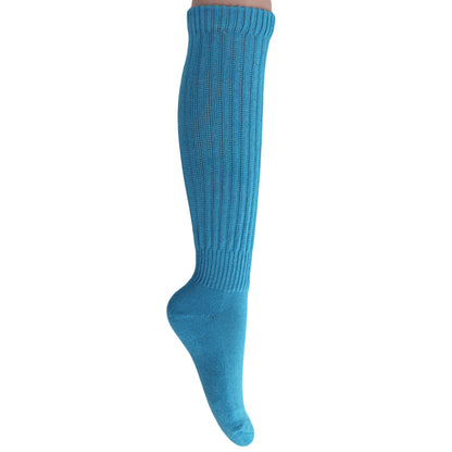 long turquoise slouch socks knee high style