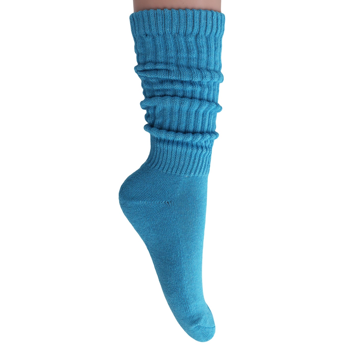 turquoise blue slouchy scrunch socks for women
