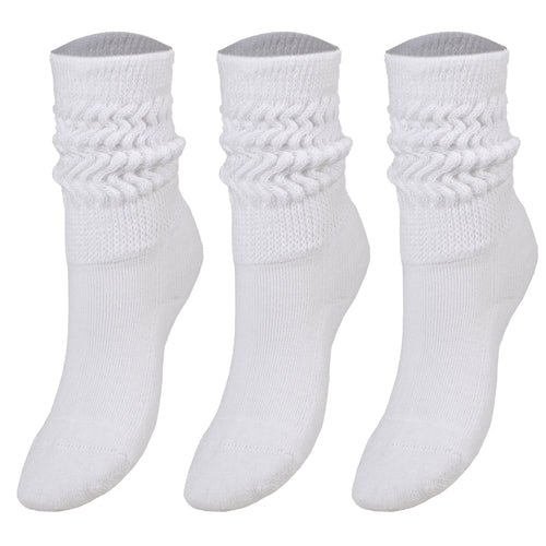 Kids Cotton Knee High Slouch Socks, 3 Pairs, Ages 3-15, Elastic &